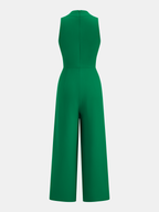 V-Neck Sleeveless Jumpsuit with Tie Waist and Wide Legs