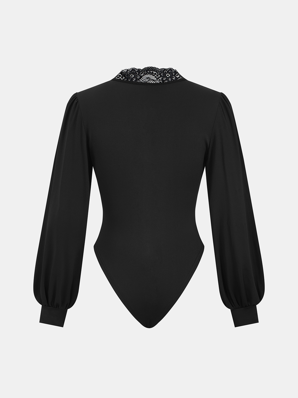 Lace Accented V-Neck Bodysuit with Ruched Detailing