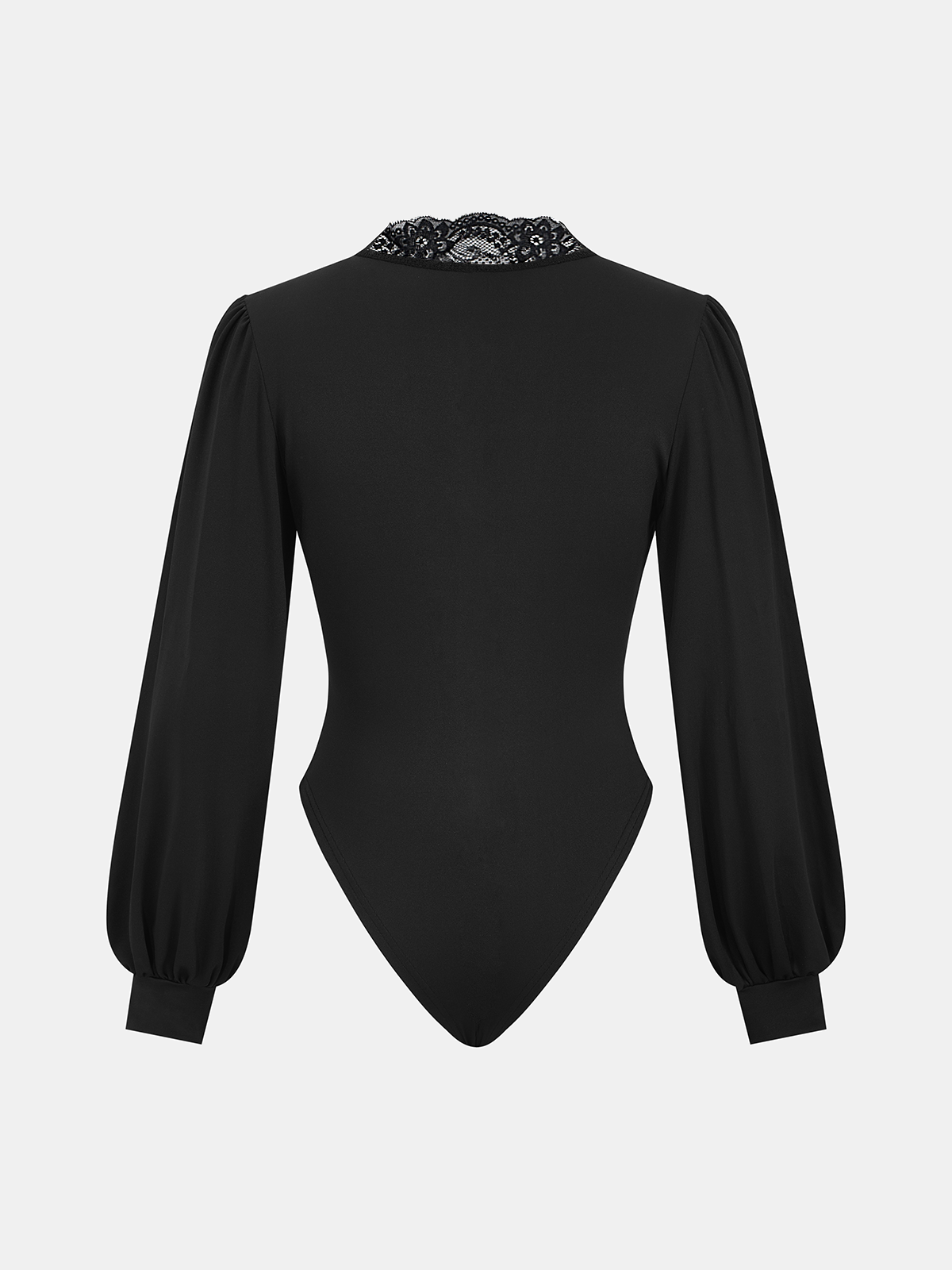 Lace Accented V-Neck Bodysuit with Ruched Detailing