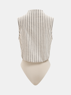 Cotton Linen Striped Sleeveless Wrap-Style Bodysuit