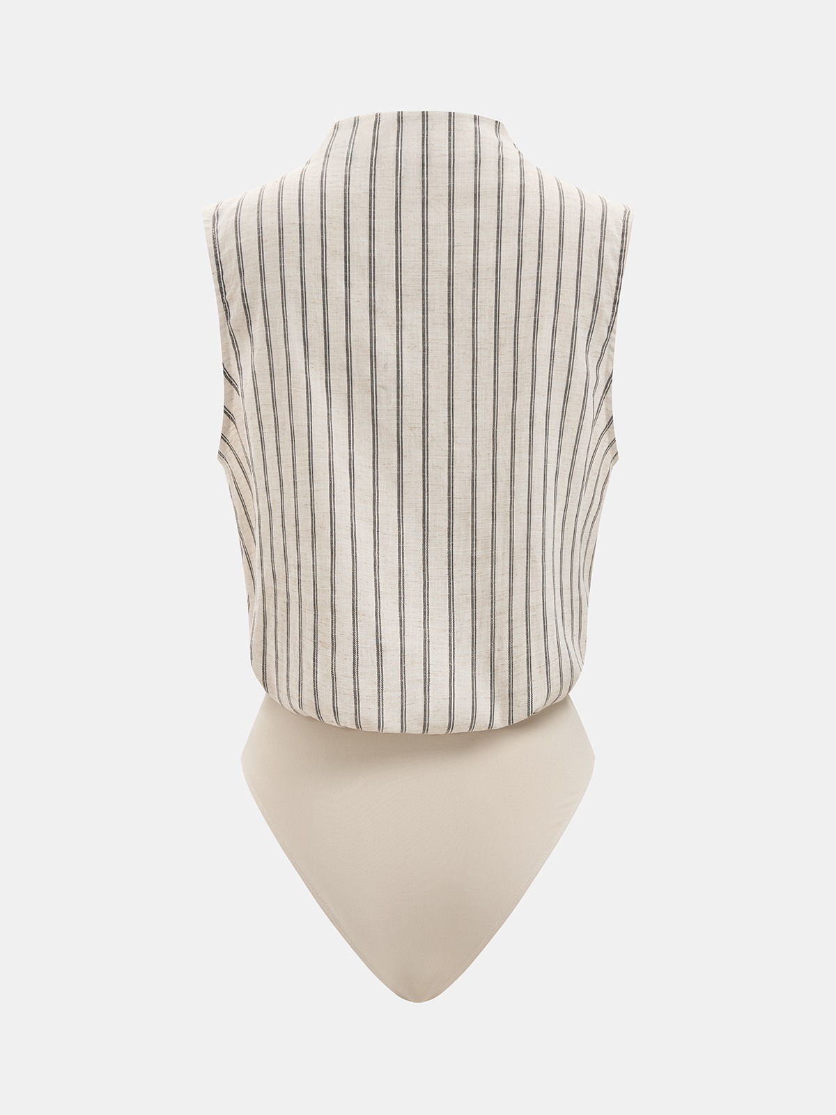 Cotton Linen Striped Sleeveless Wrap-Style Bodysuit