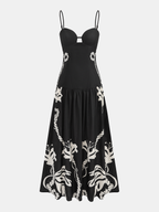 Flowy Cami-Strap Maxi Dress in Printed Design