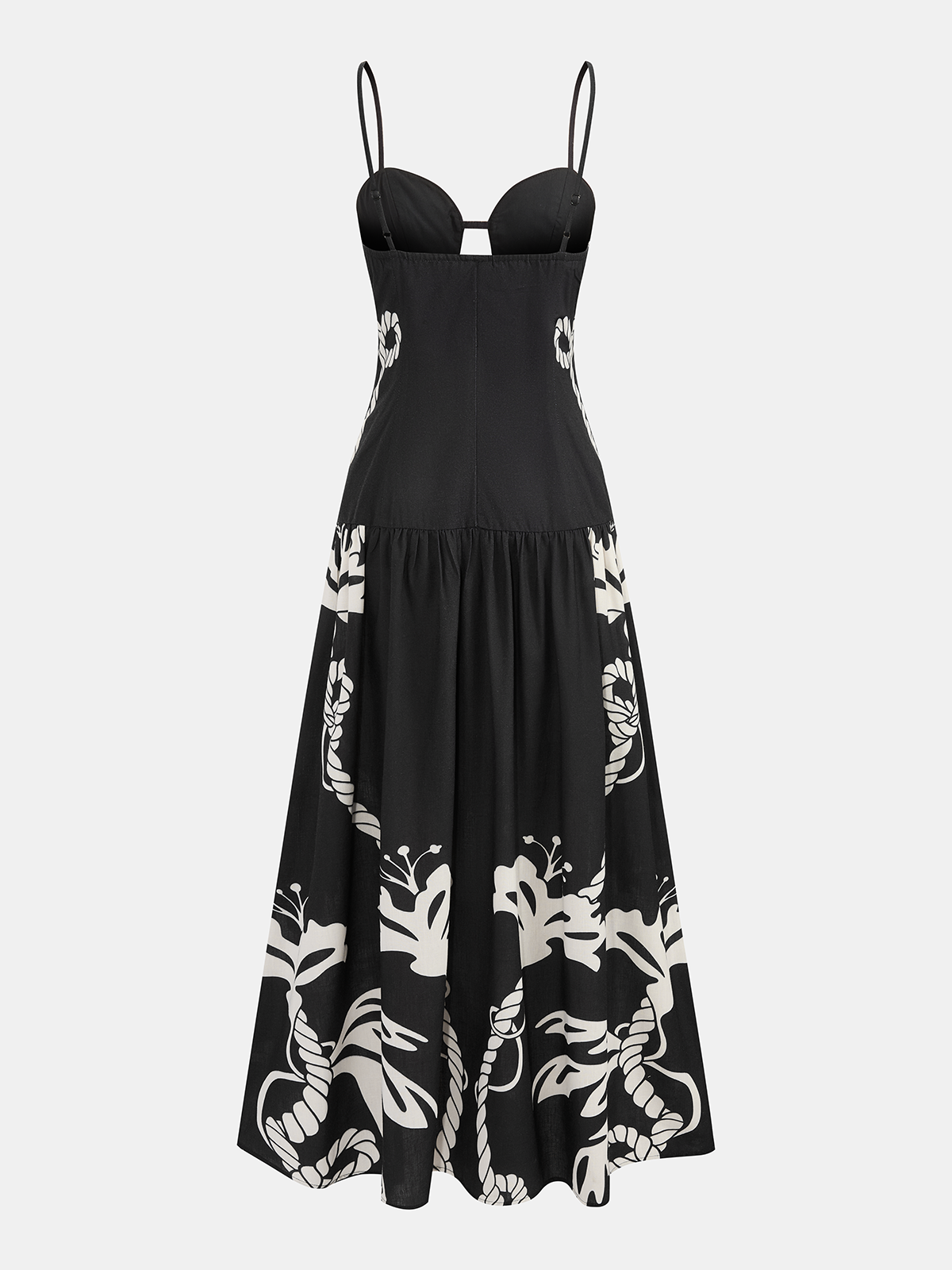 Patterned Camisole-Style Long Dress