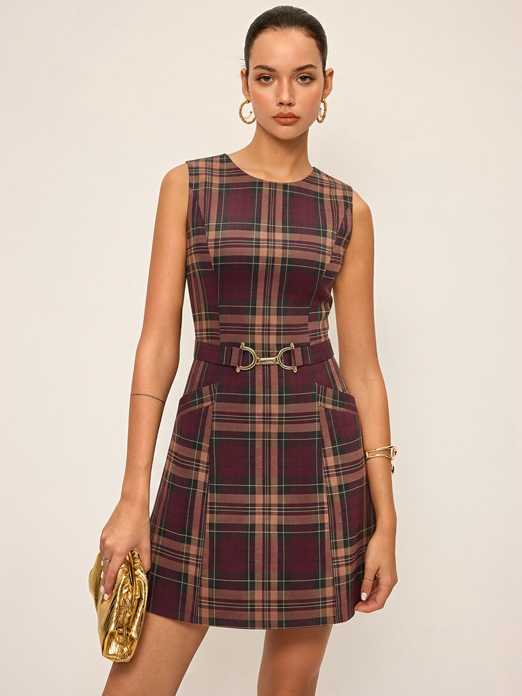Checkered Sleeveless Mini Dress