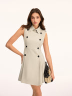 Sleeveless Double-Breasted Short Tailored Dress
