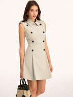 Sleeveless Double-Breasted Short Tailored Dress