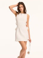 3D Flower Applique Sleeveless Mini Dress