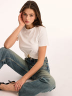 Twist Front Crop Top with Metal Buckle Detail