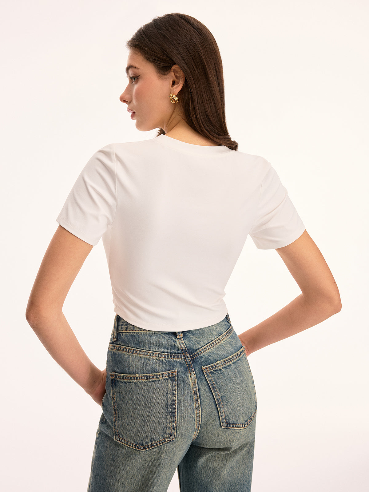 Twist Front Crop Top with Metal Buckle Detail