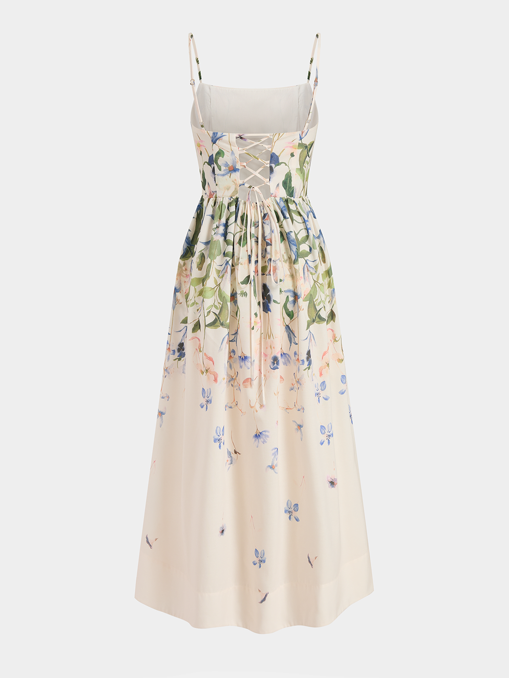 Floral Pattern Maxi Dress with Camisole Straps