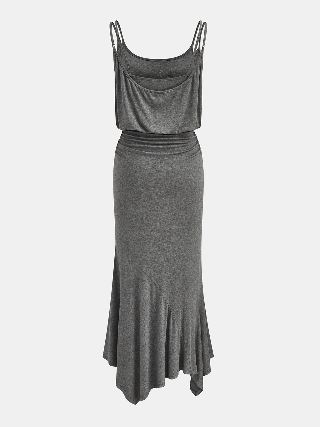 Asymmetric Ruched Cami Maxi Dress