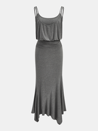 Asymmetric Ruched Cami Maxi Dress