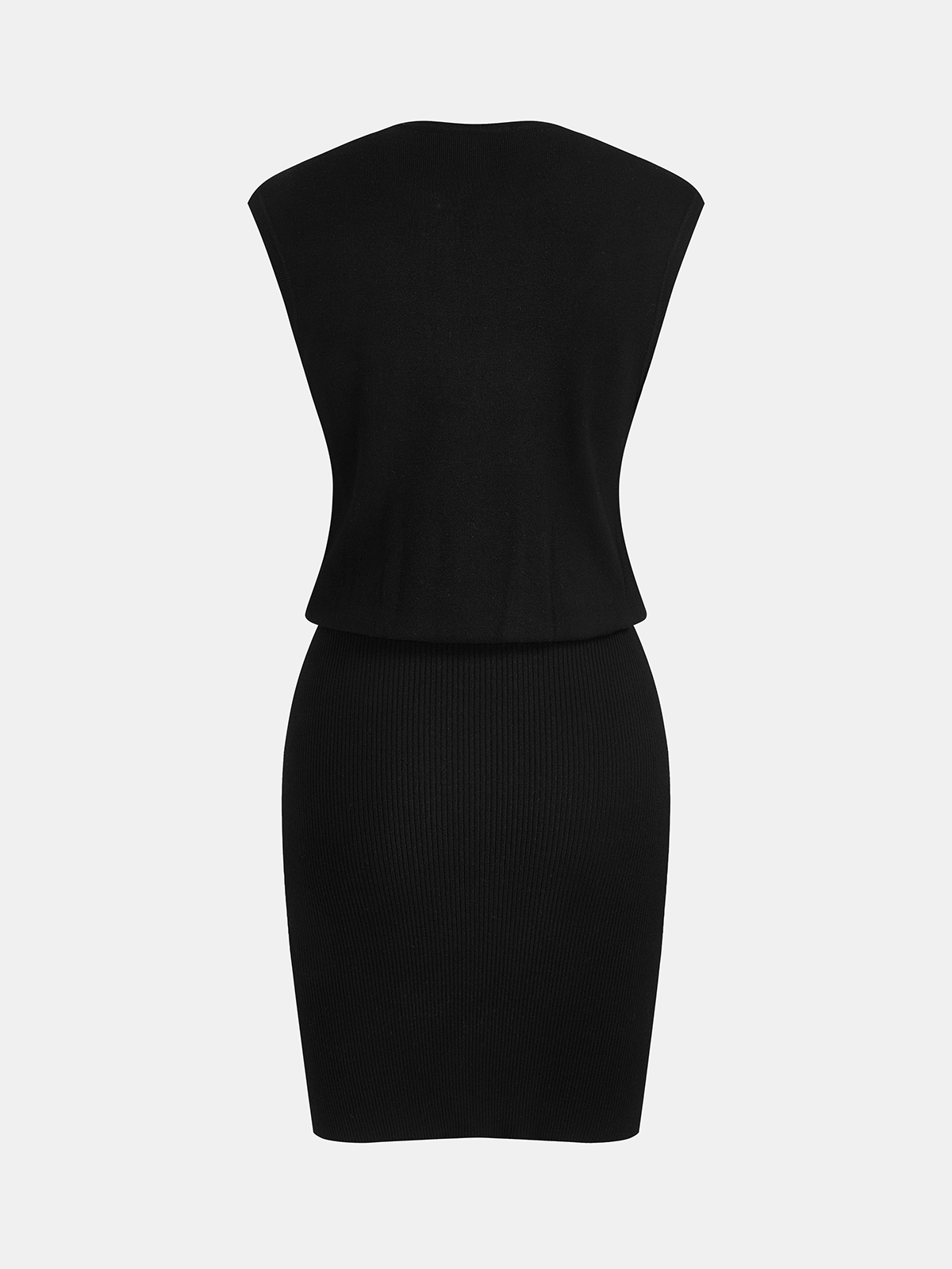 Sleeveless Buttoned Knit Dress in Bodycon Style