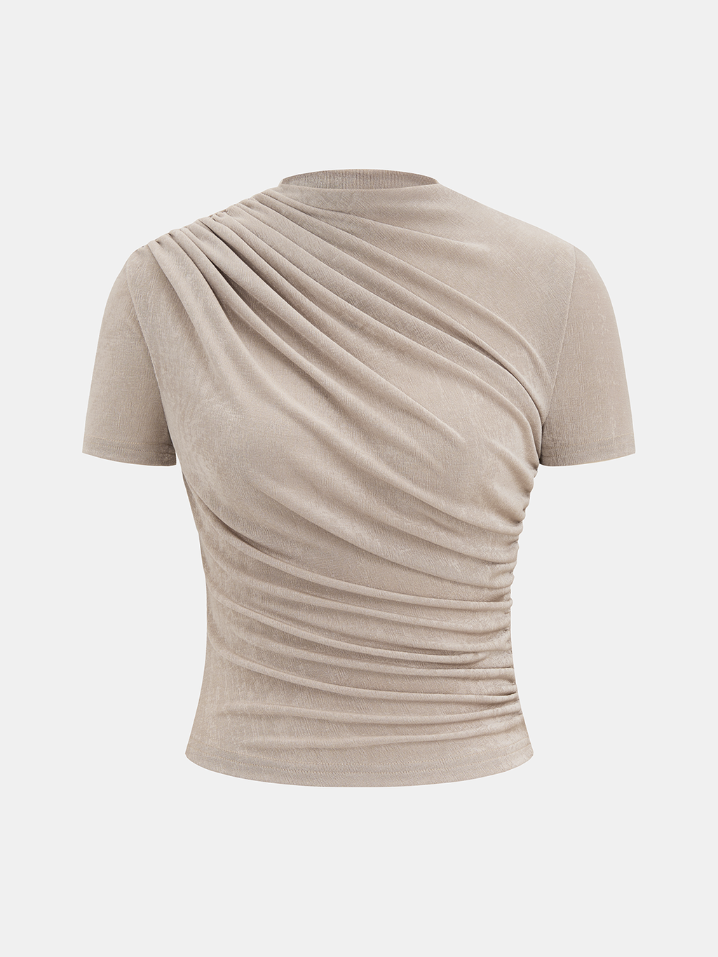 Ruched Asymmetric Top with Short Sleeves