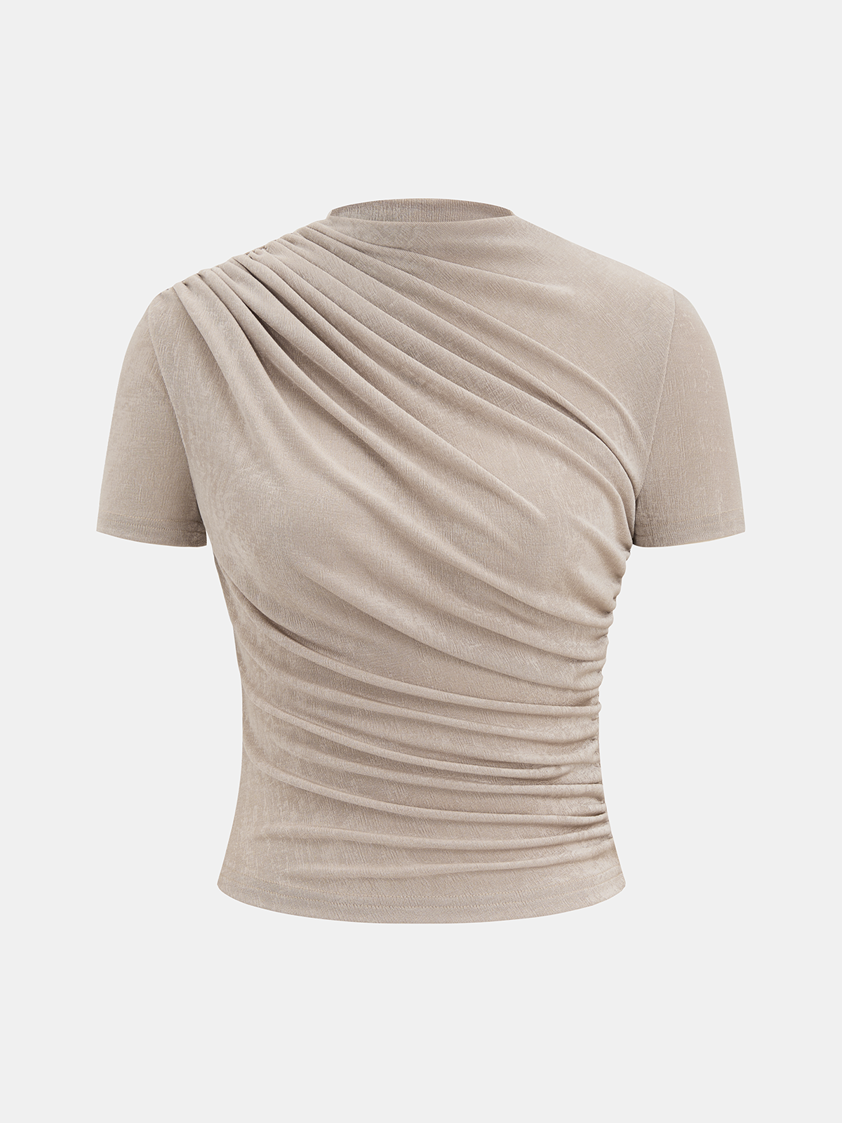 Ruched Asymmetric Top with Short Sleeves