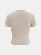 Ruched Asymmetric Top with Short Sleeves