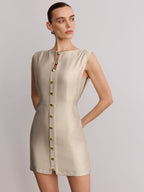 Sleeveless Mini Dress with Metal Accents