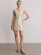 Sleeveless Mini Dress with Metal Accents