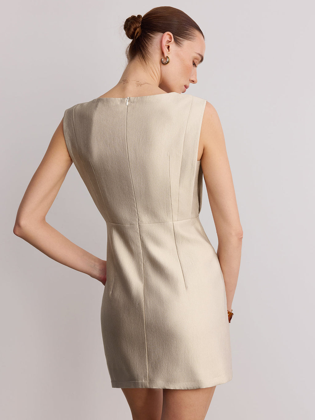 Sleeveless Mini Dress with Metal Accents