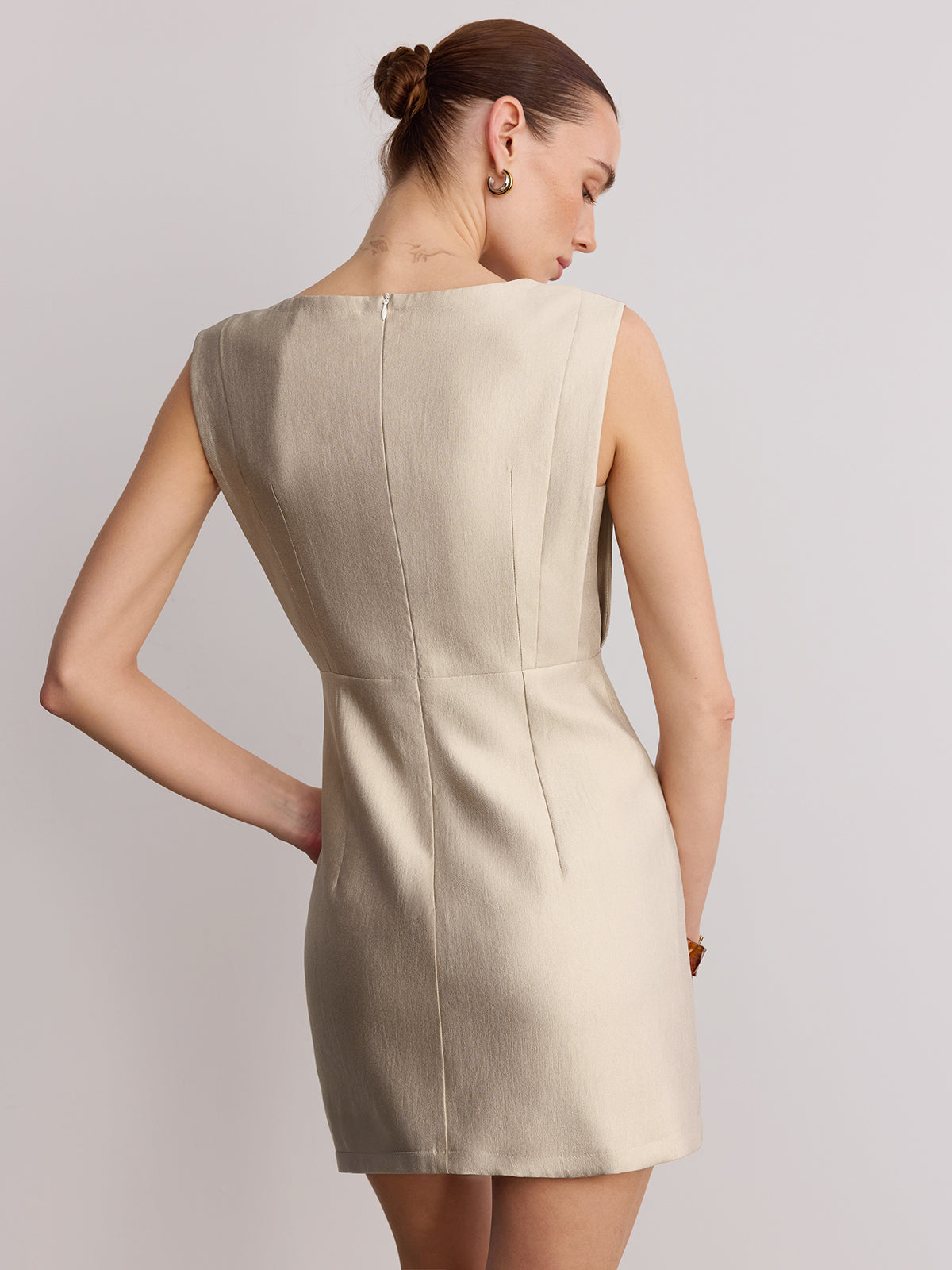 Sleeveless Mini Dress with Metal Accents