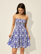 Floral Strapless Dress with Elegant Print Design