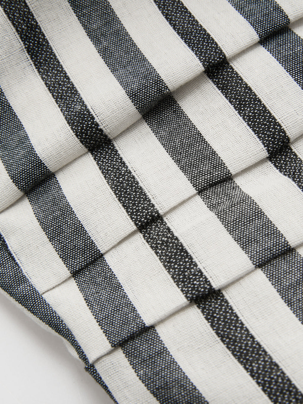 Striped Strapless Dress with Cotton Linen and Ruching