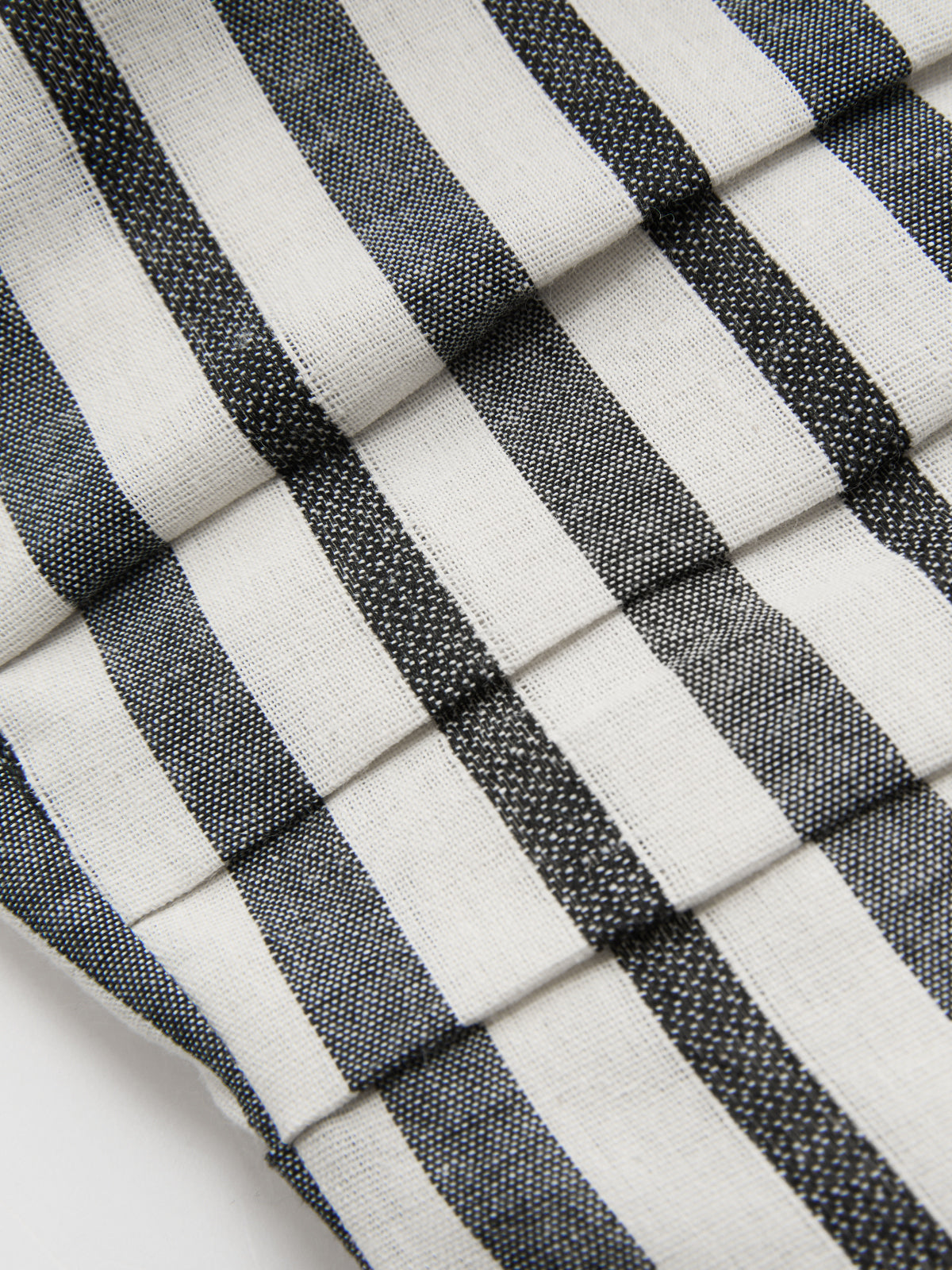 Striped Strapless Dress with Cotton Linen and Ruching