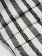 Striped Cotton Linen Dress with Strapless Ruched Design