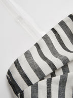 Striped Cotton Linen Dress with Strapless Ruched Design