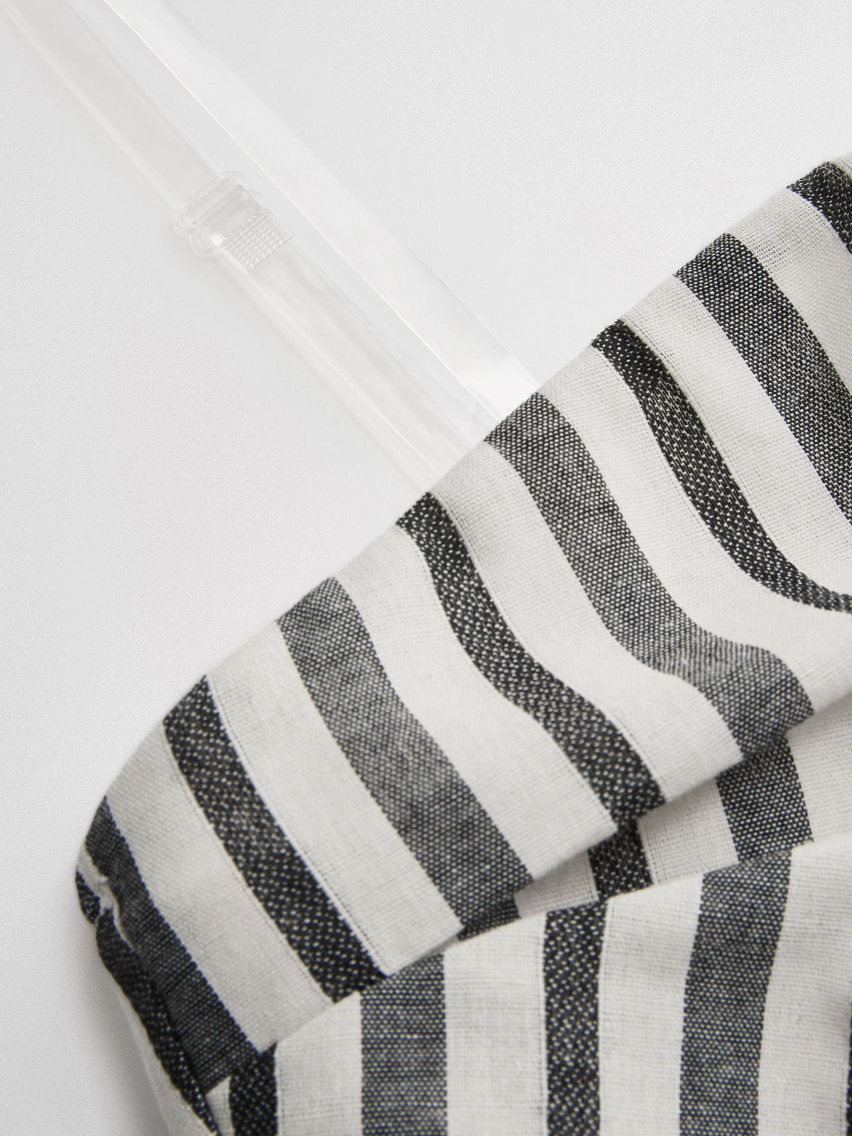 Striped Strapless Dress with Cotton Linen and Ruching
