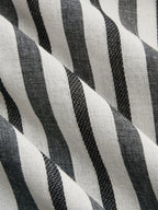 Striped Cotton Linen Dress with Strapless Ruched Design
