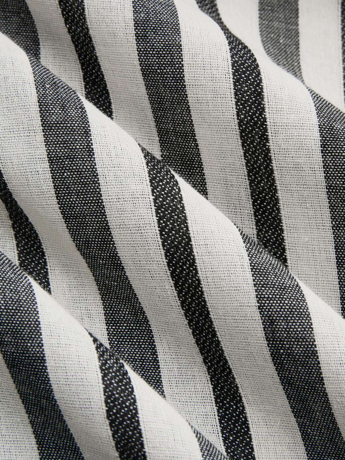 Striped Cotton Linen Dress with Strapless Ruched Design