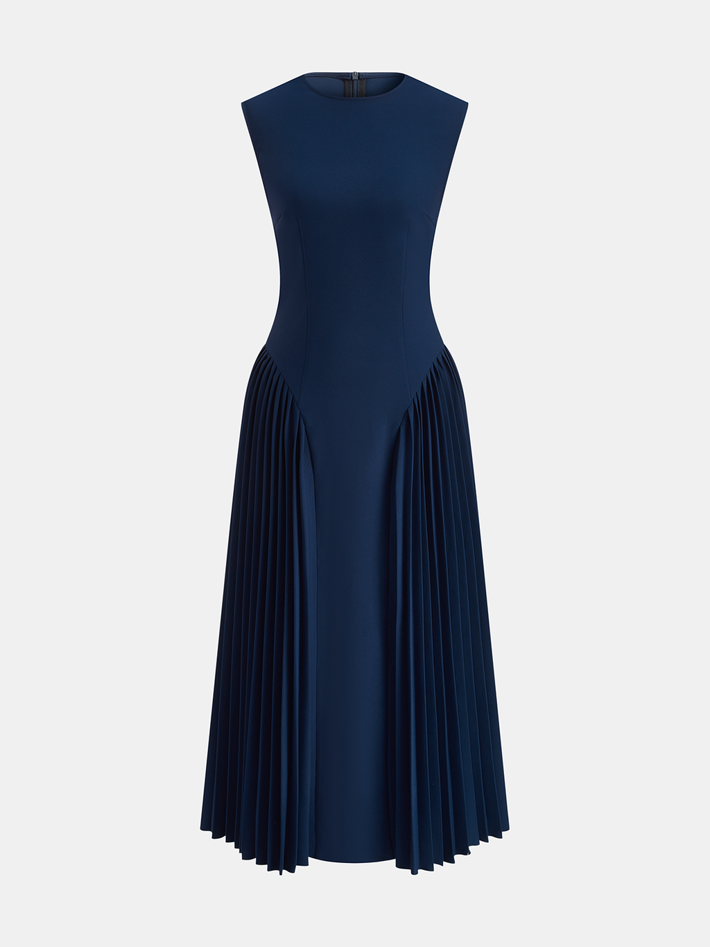 Sleeveless Pleated Maxi Dress with Fitted Design