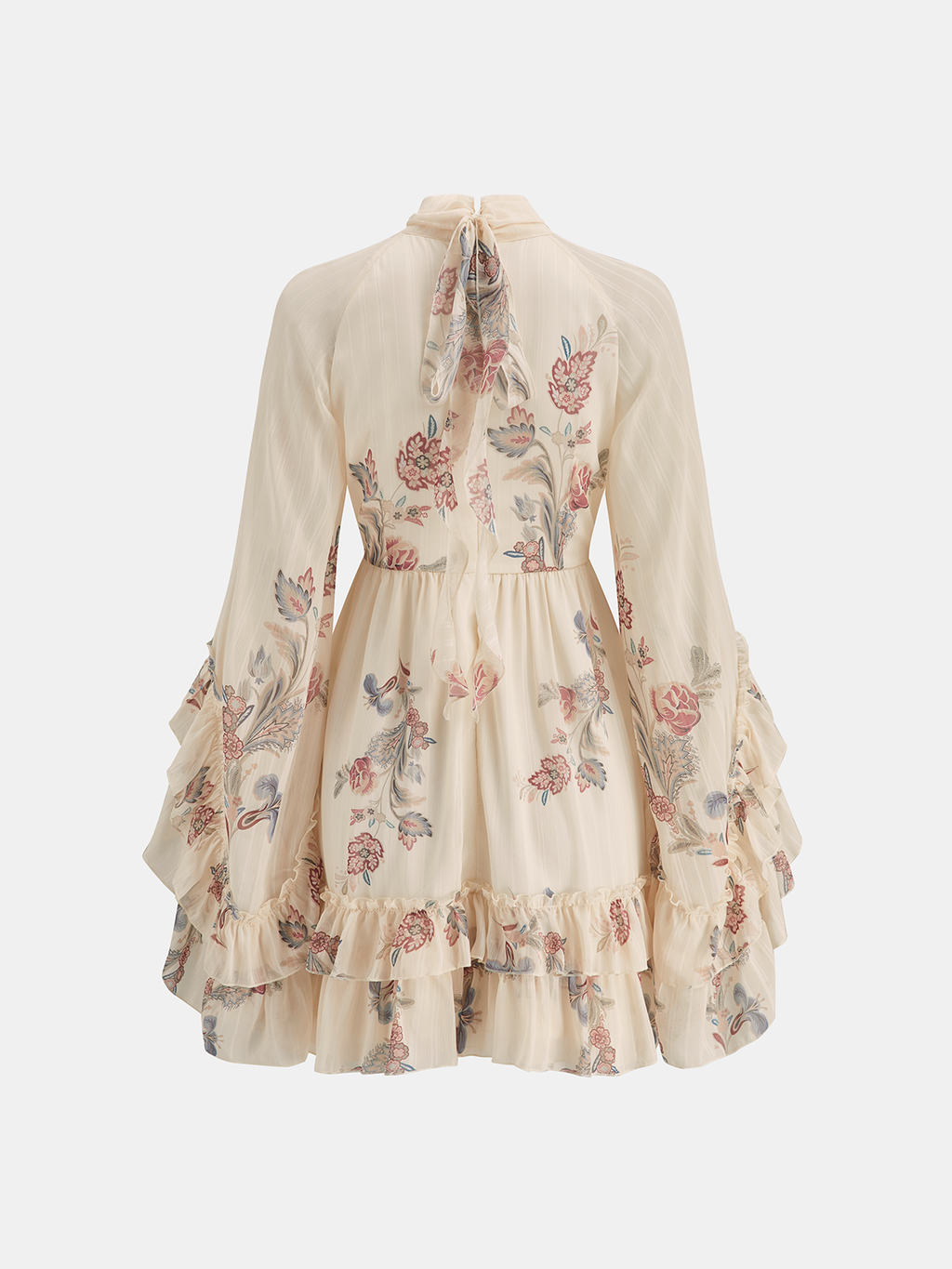 Tiered Floral Chiffon Mini Dress with Ruffles