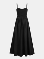 Cotton Sleeveless Dress with Pockets and Cutout Detail