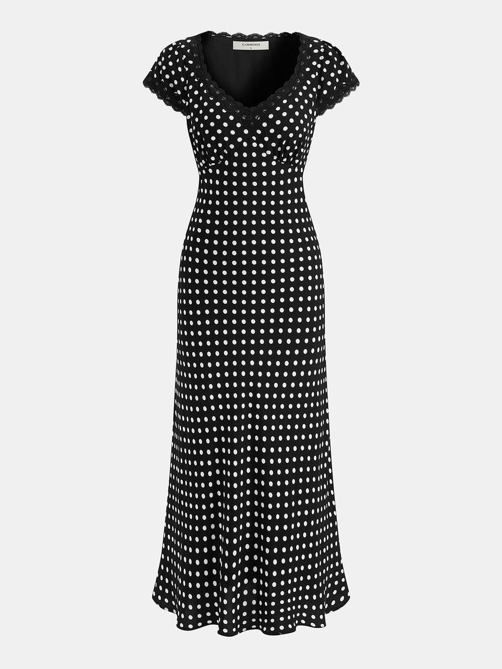 Charming V-Neck Maxi Dress with Polka Dot Lace