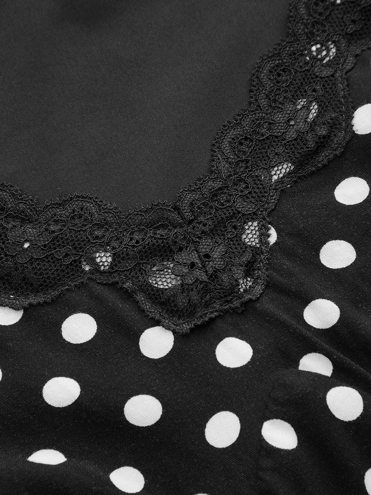 Charming V-Neck Maxi Dress with Polka Dot Lace