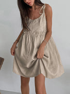 Levanzo Shoulder-Tie Short Dress in Summer Style