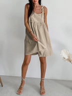 Levanzo Shoulder-Tie Short Dress in Summer Style