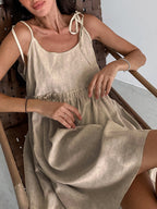 Levanzo Shoulder-Tie Short Dress in Summer Style