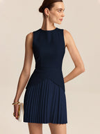 Pleated Hemline Short Dress