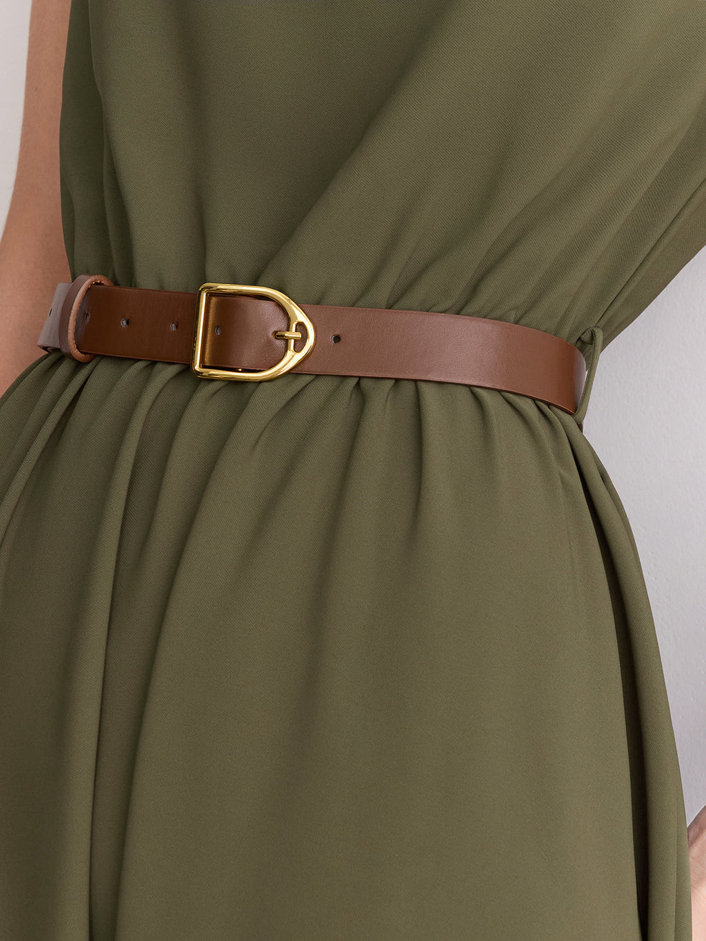 Sleeveless Mock Neck Maxi Dress with Belt