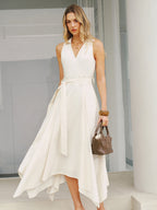 Sleeveless Maxi Dress with Belt and Pocket Detail