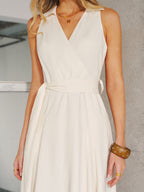 Sleeveless Maxi Dress with Belt and Pocket Detail
