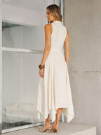 Sleeveless Maxi Dress with Belt and Pocket Detail