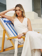 Sleeveless Maxi Dress with Belt and Pocket Detail