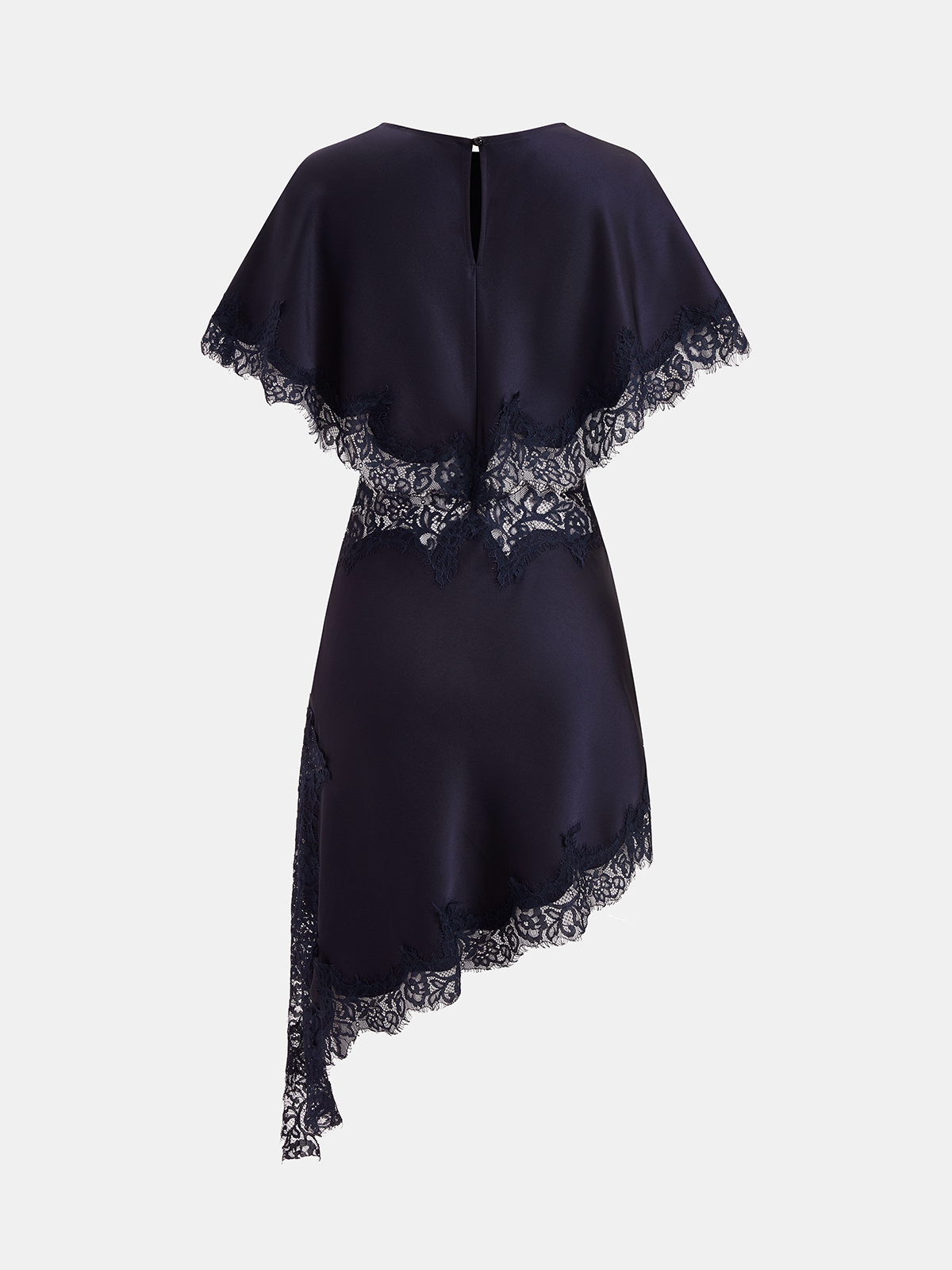 Lace Trim Satin Mini Dress with Capelet Cut-Out