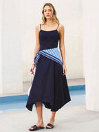 Cotton Blend Midi Dress with Kerchief Detail Cami