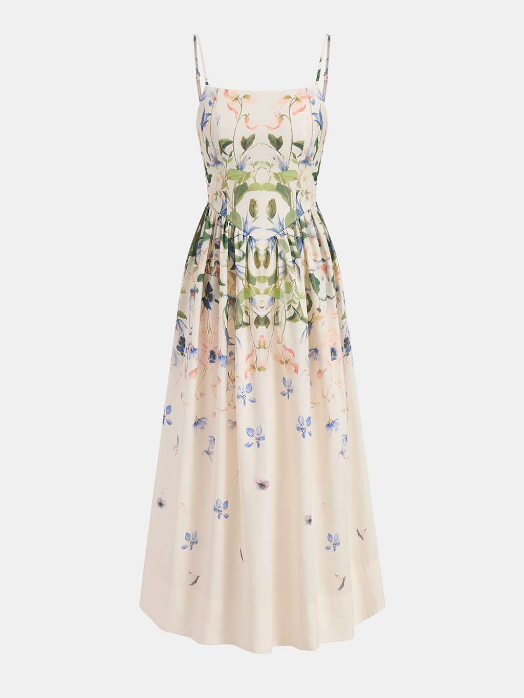 Floral Pattern Maxi Dress with Camisole Straps
