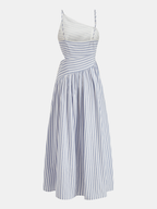 Striped Asymmetric Cami Dress with Cut-Out Detail